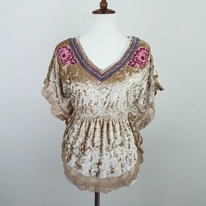 Charming Charlie Crushed Velvet Floral Top